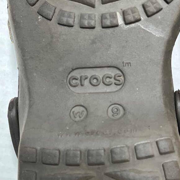 Crocs Huarache Sandals Womens 9 Brown Gold‎ Strappy Wedge Croslite Jelly Casual - Picture 10 of 12